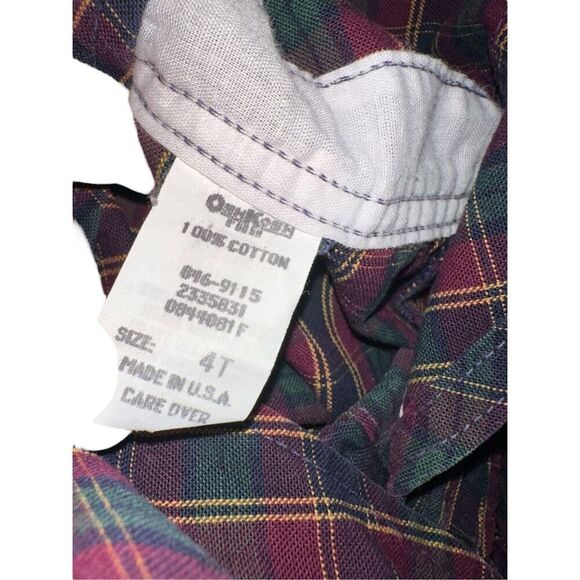 RARE Vintage OshKosh Bgosh VESTBAK Overalls PLAID CHECK  Red  Blue White Size 4T - Picture 4 of 5